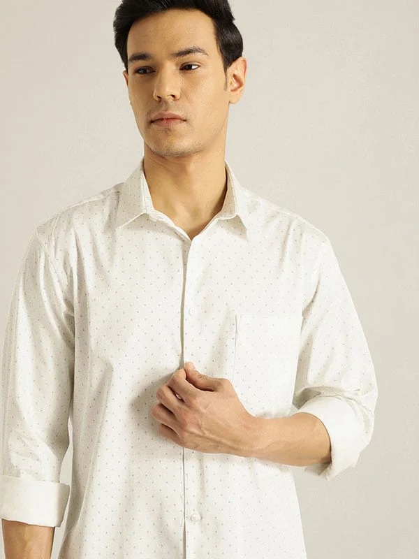 Indian Terrain Men All Over Print White Shirt